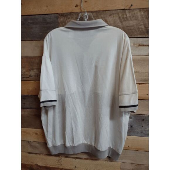 VTG Classics by Palmland Men's XL Short Sleeve Polo Tan / Cream Banded Waist - Picture 2 of 3